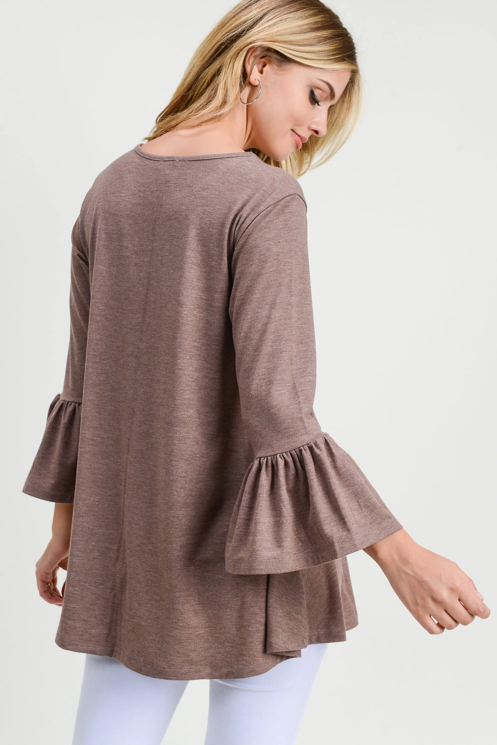 Simple Bell Sleeve Flowy Tunic Top