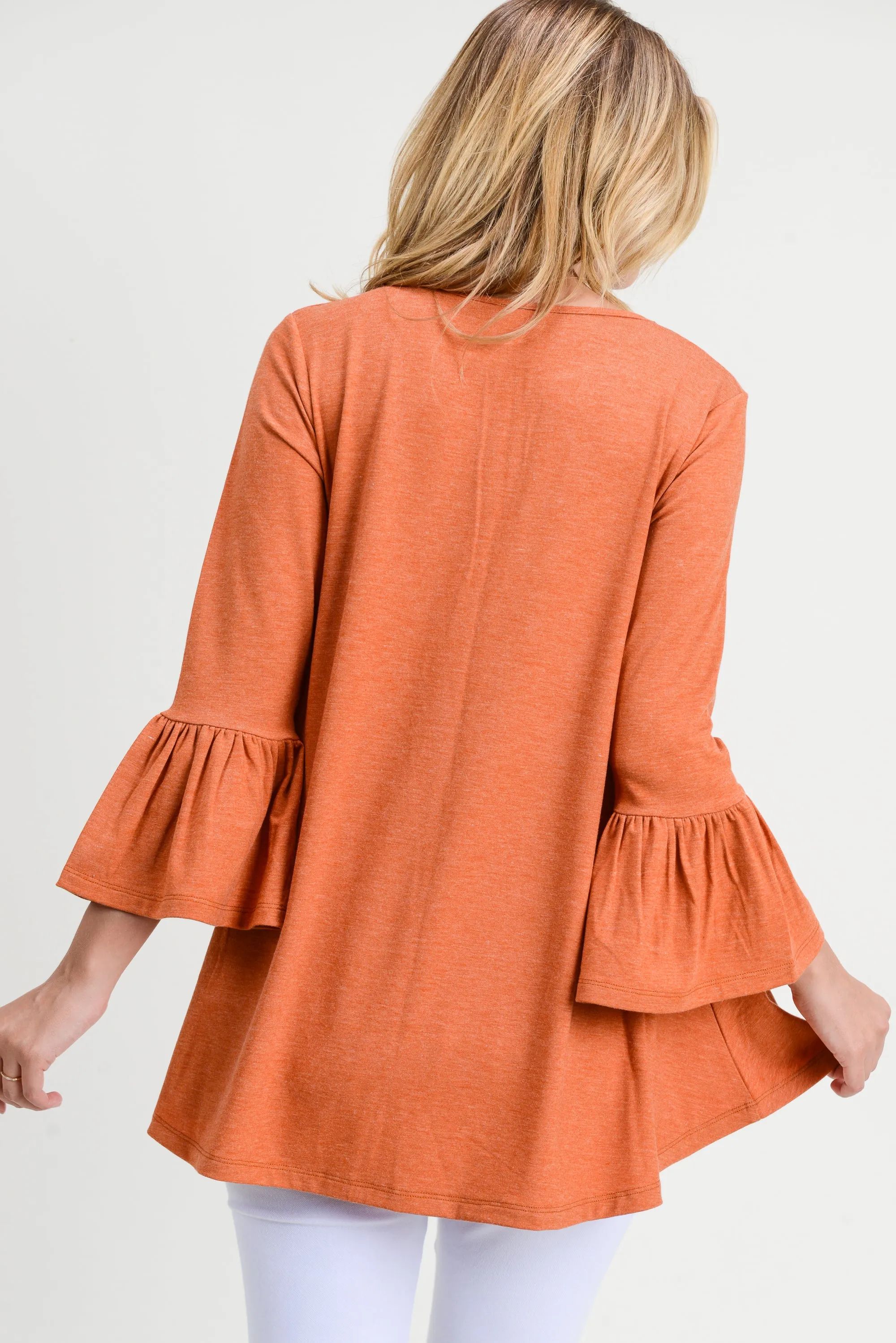 Simple Bell Sleeve Flowy Tunic Top