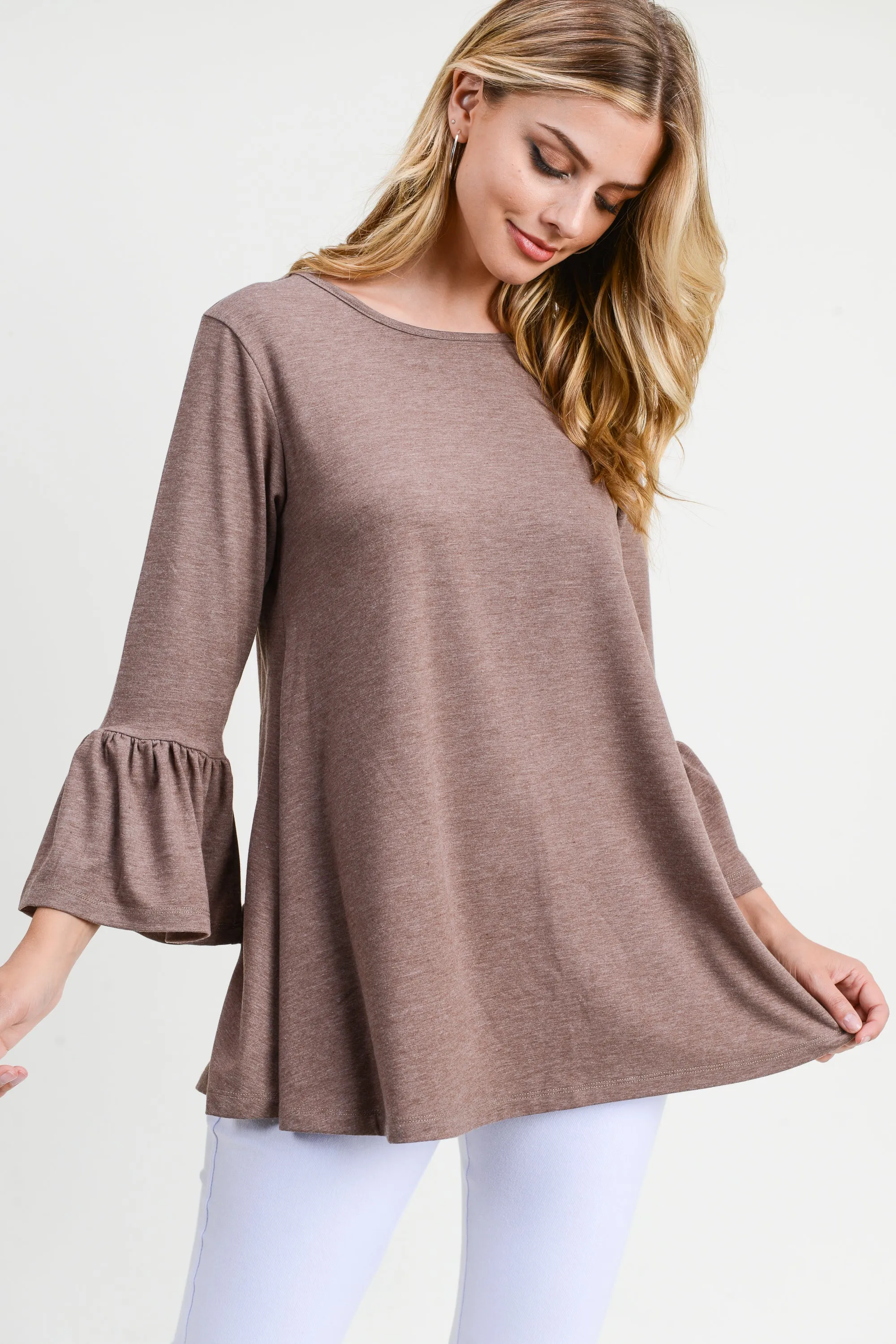 Simple Bell Sleeve Flowy Tunic Top