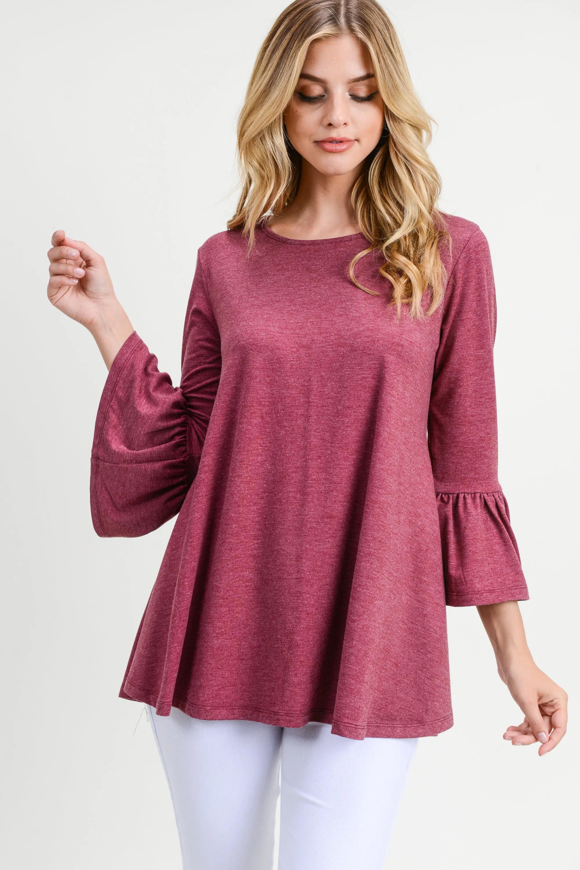 Simple Bell Sleeve Flowy Tunic Top