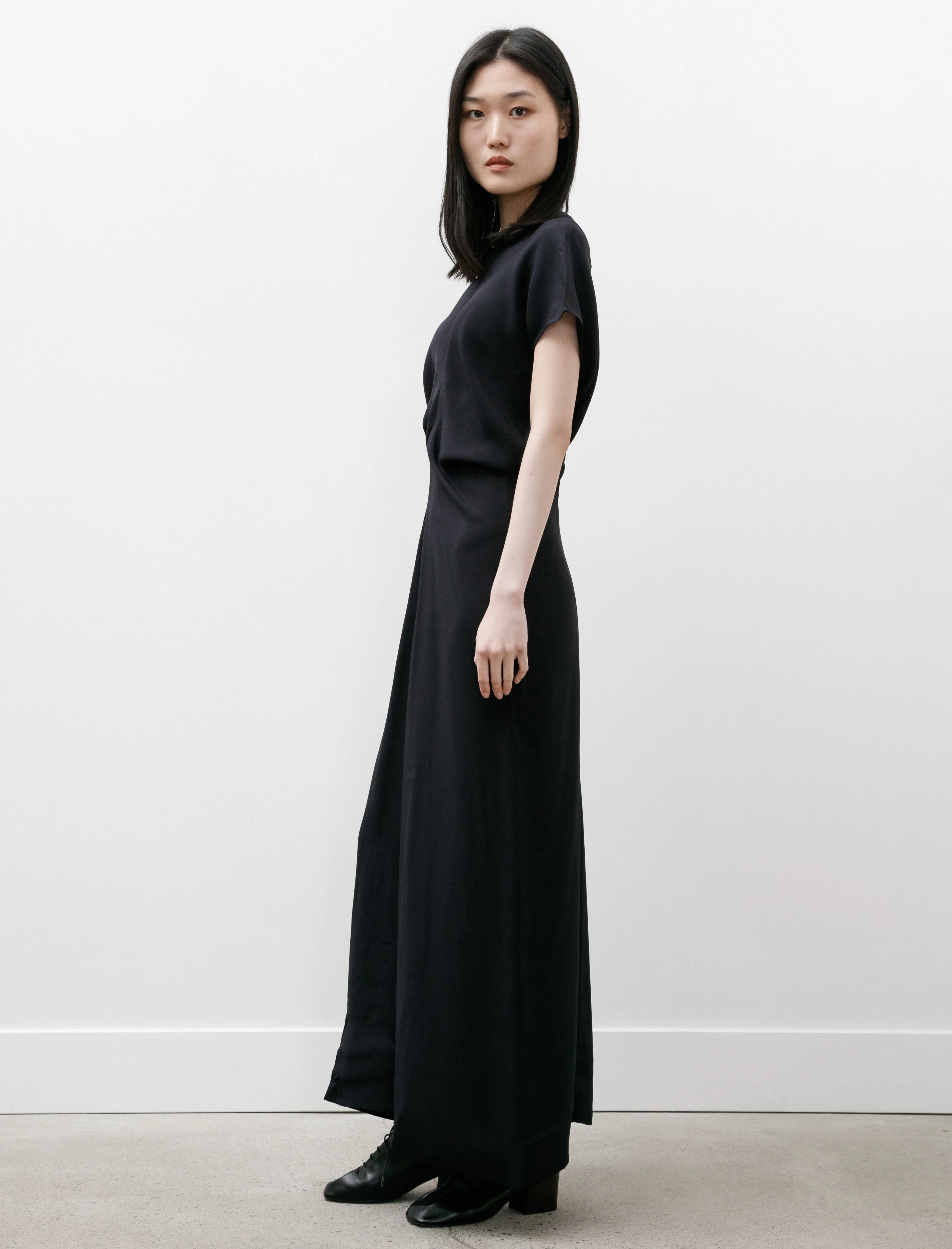 Slouch Waist Dress Viscose Navy