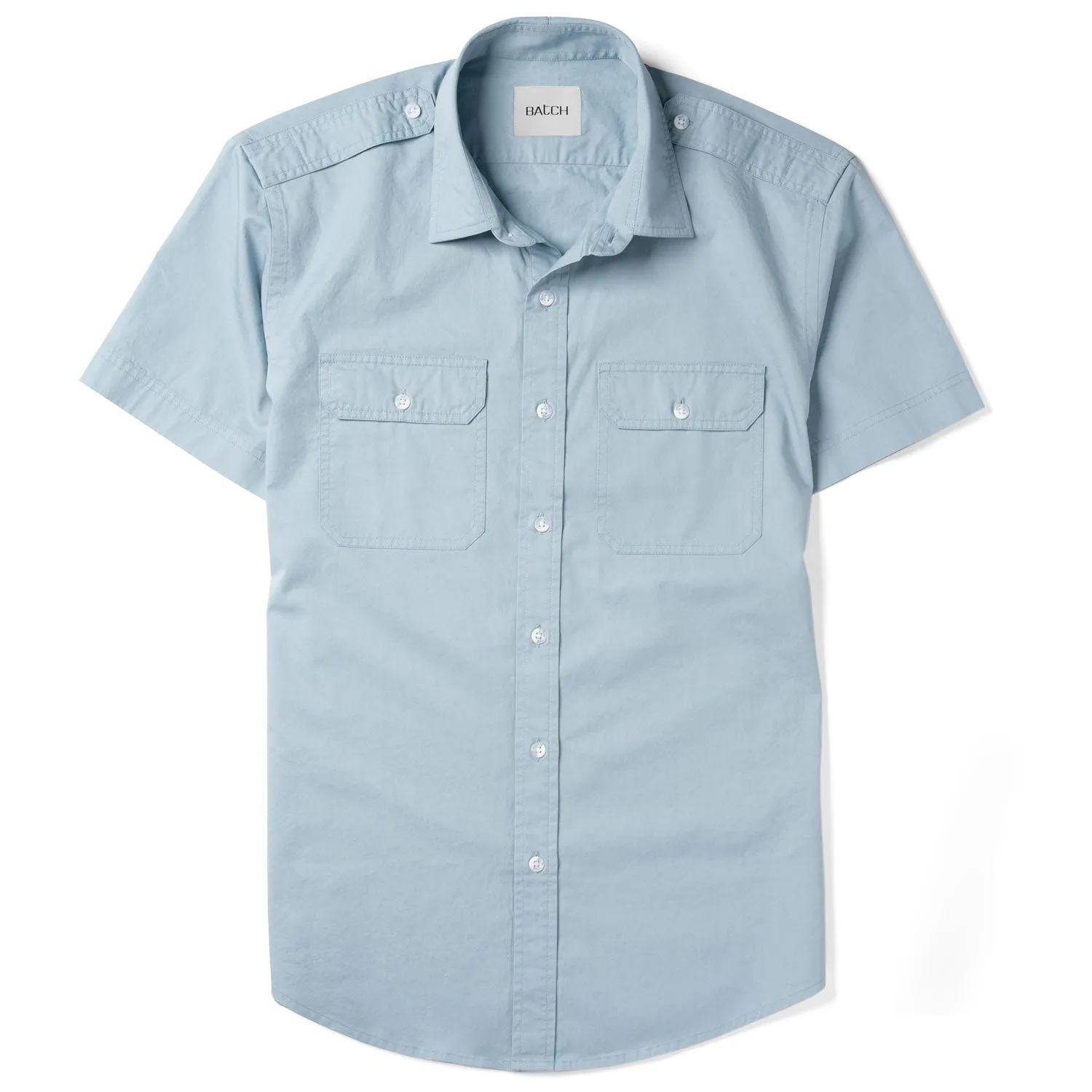 Smith Utility Short Sleeve Shirt – Light Blue Cotton Twill