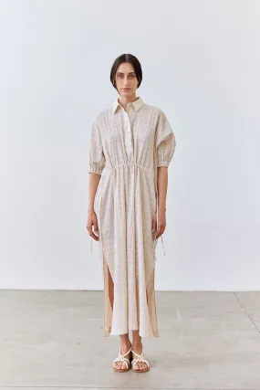 Smocked Cotton Shirt Dress - Crudo