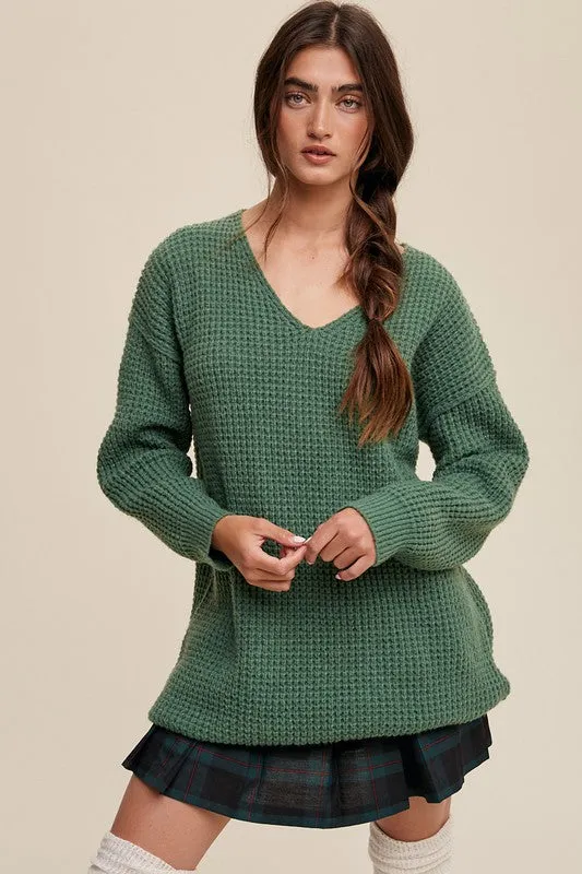 Soma Slouchy V-neck Ribbed Knit Sweater // 2 Colors