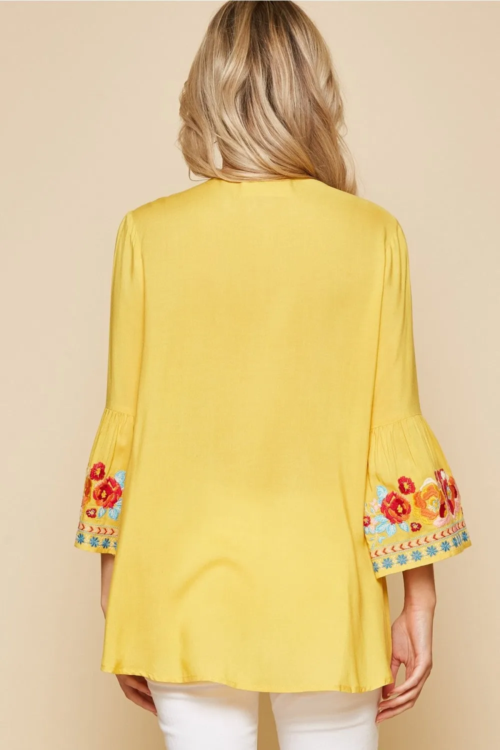 South Beach Embroidered Top, Marigold Plus Size