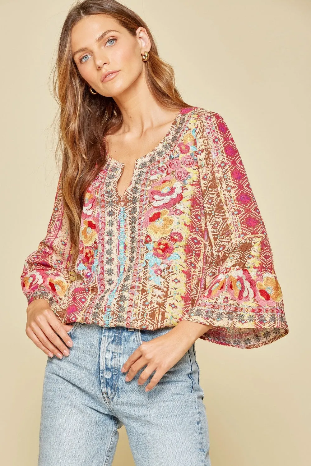 South Beach Embroidered Top, Multi