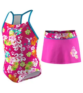 SPEEDO Girls Watercolor Surf Duo Back Skirt Set - 2-Piece