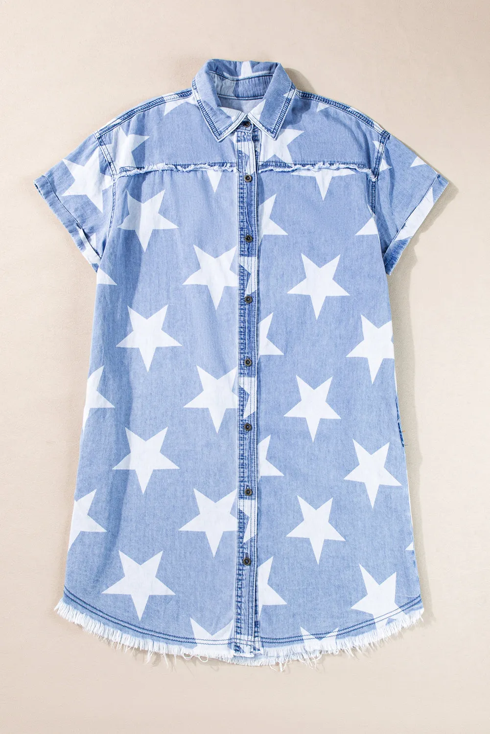 Star & Sassy Frayed Collared Denim Dress