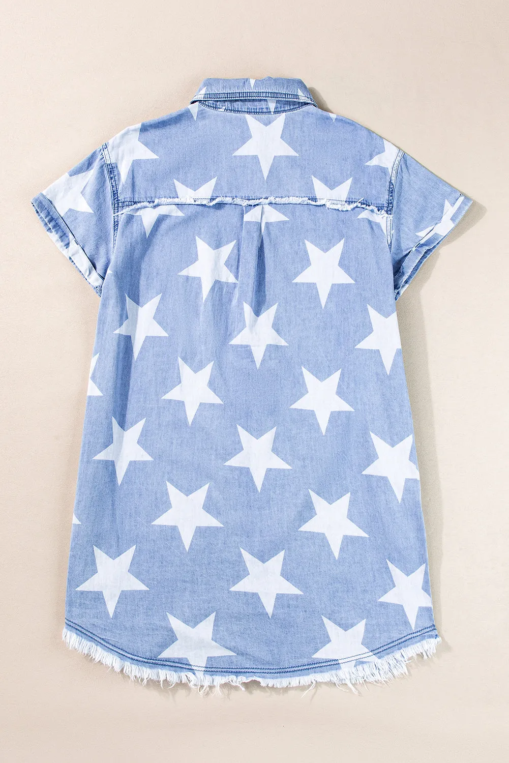 Star & Sassy Frayed Collared Denim Dress