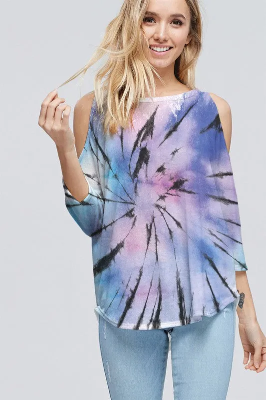 Starburst Cold Shoulder Tie Dye Top