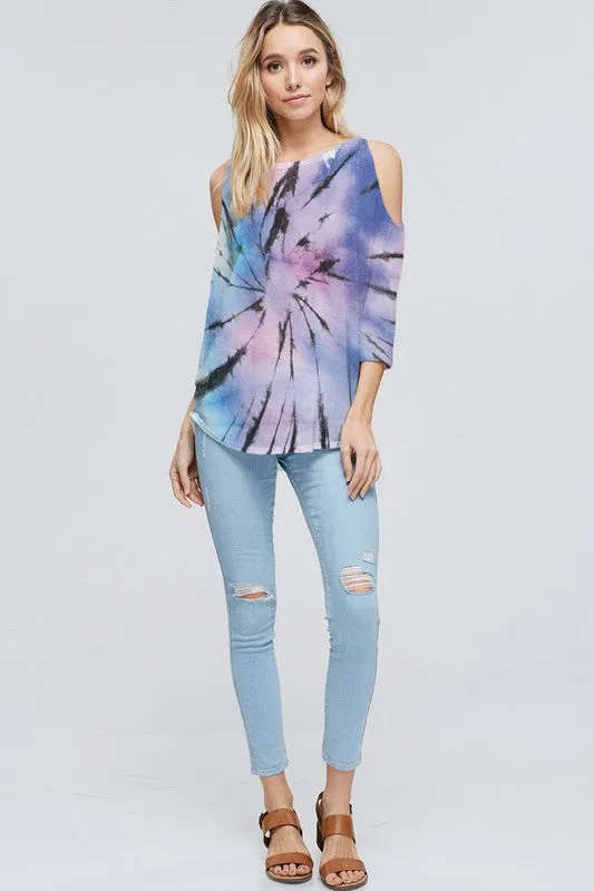 Starburst Cold Shoulder Tie Dye Top