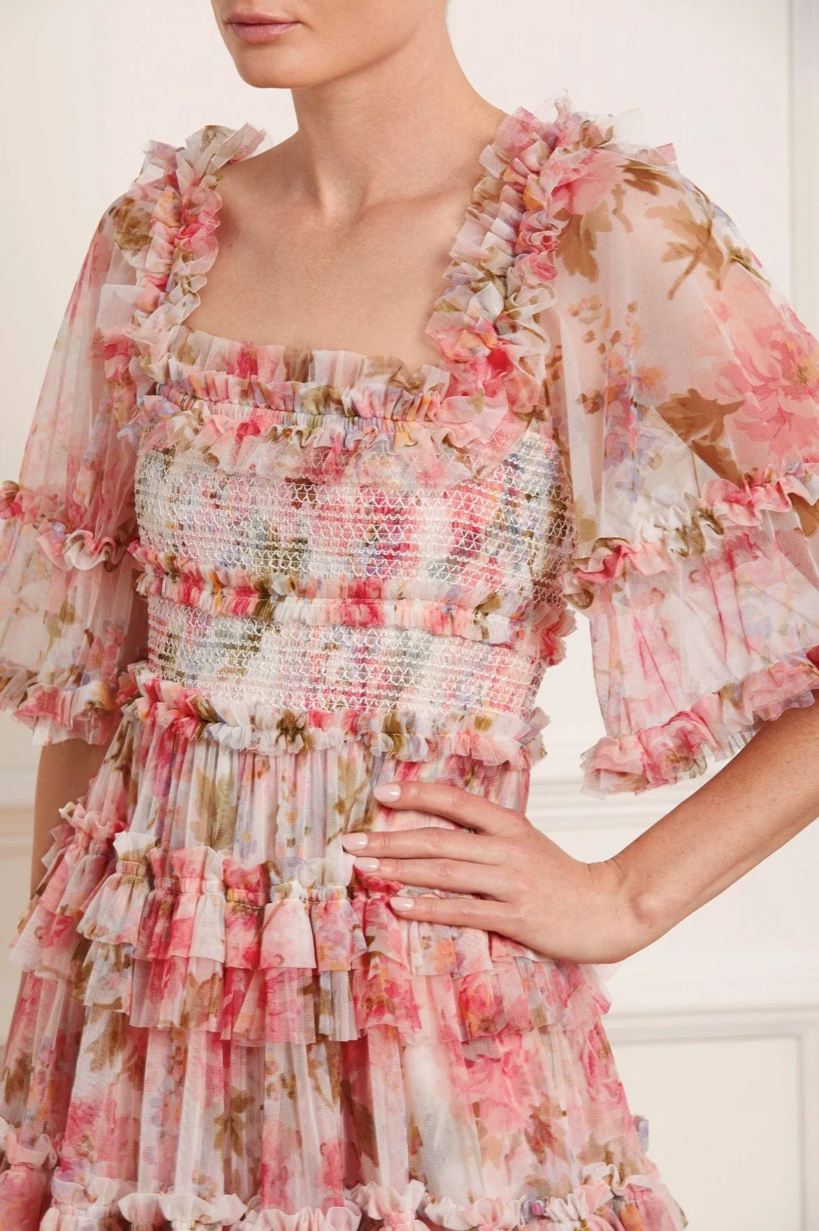 Summer Song Peaches Smocked Ankle Gown