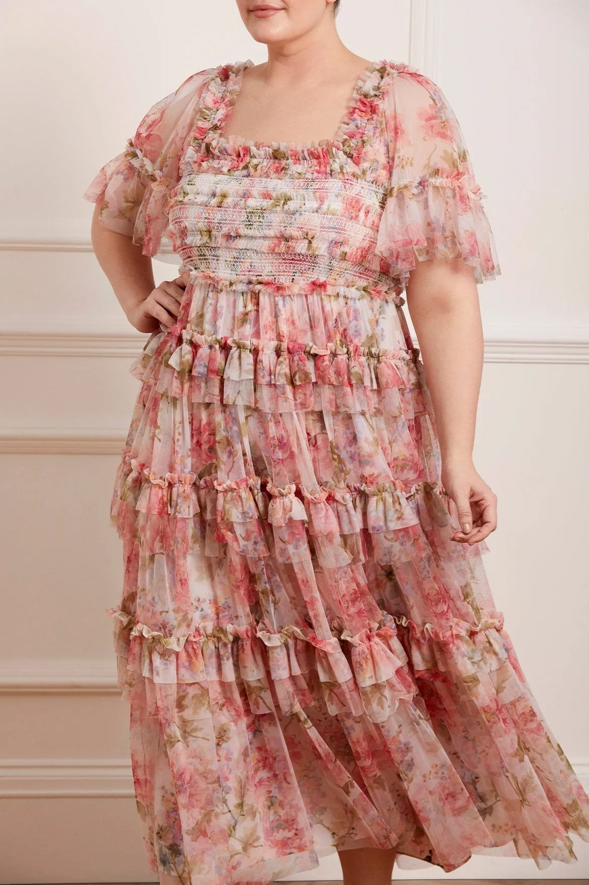 Summer Song Peaches Smocked Ankle Gown