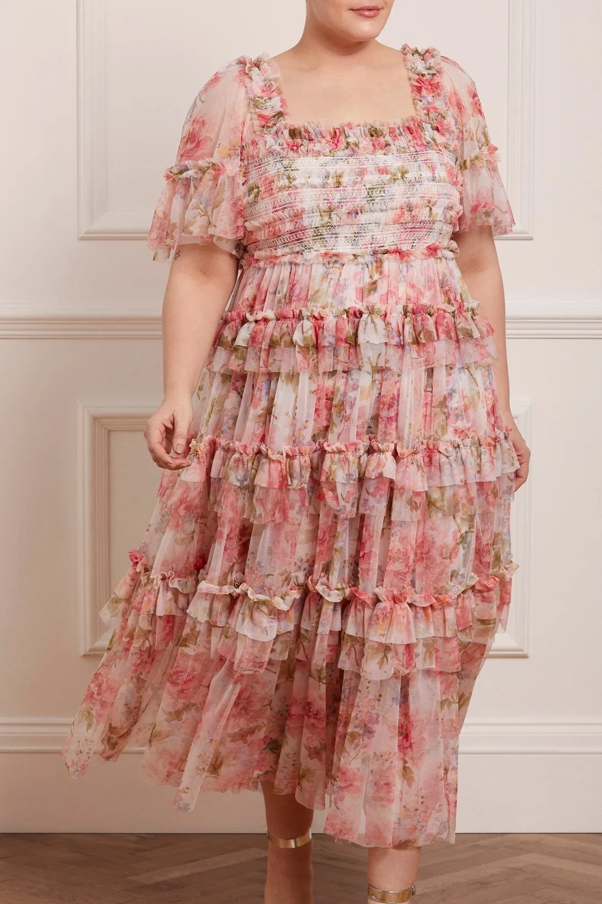 Summer Song Peaches Smocked Ankle Gown