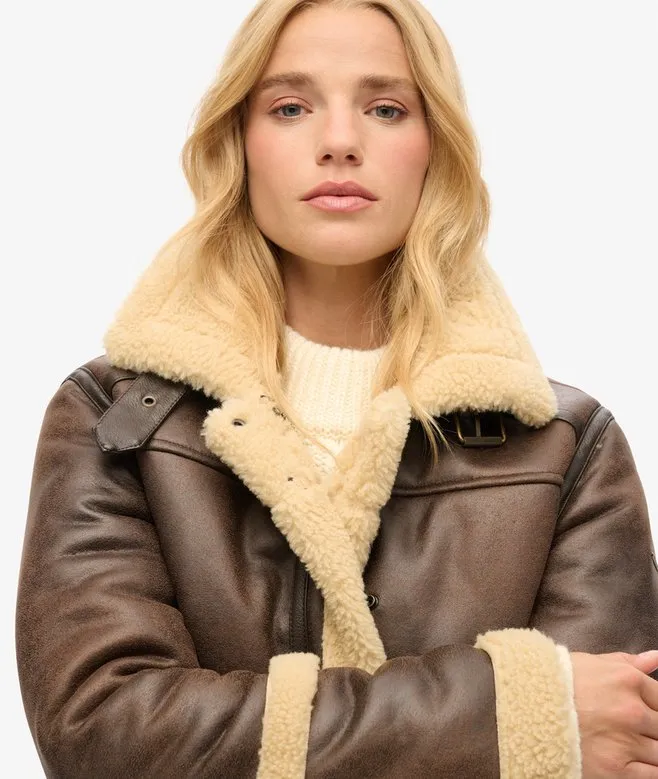 SUPERDRY FAUX SHEARLING CROP JACKET