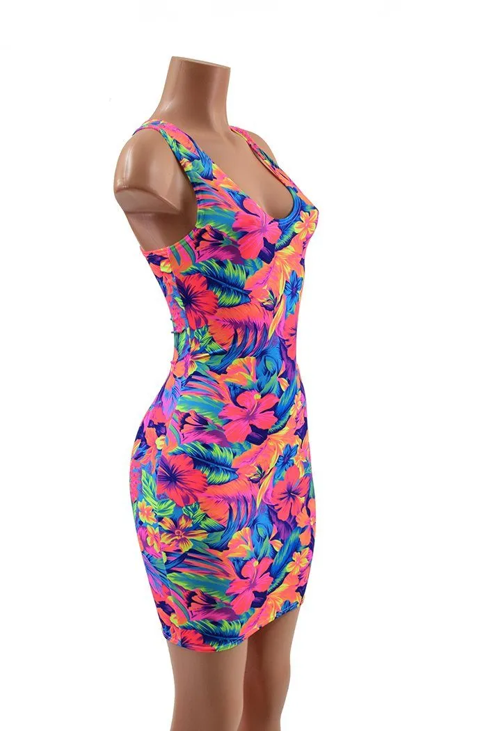 Tahitian Floral Racerback Bodycon Dress