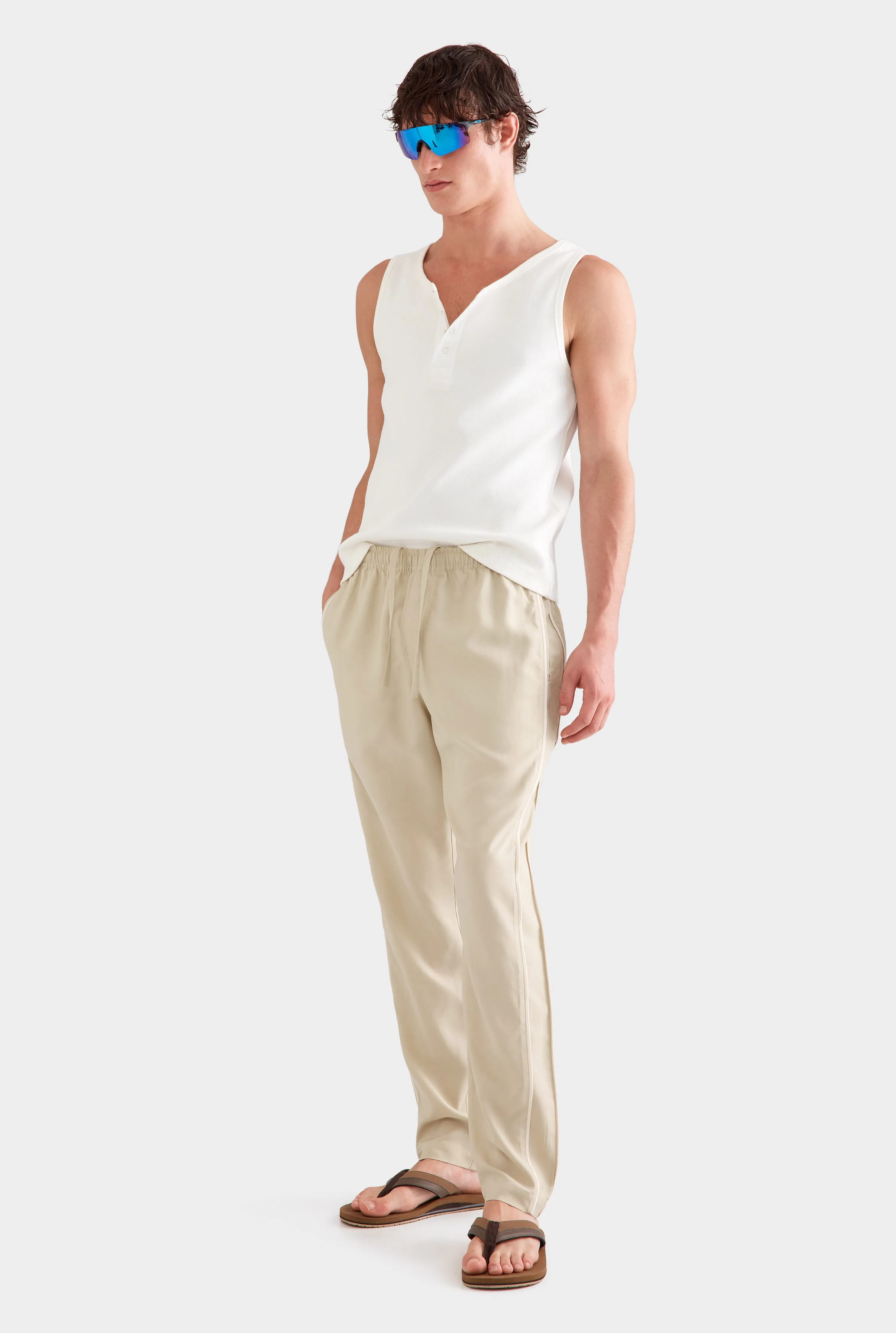 Tencel Lounge Chino -  Pistachio Shell/Natural Tape