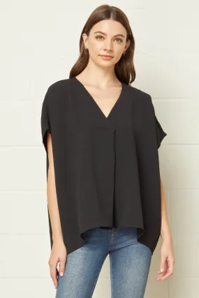 Textured Placket Tunic, Black