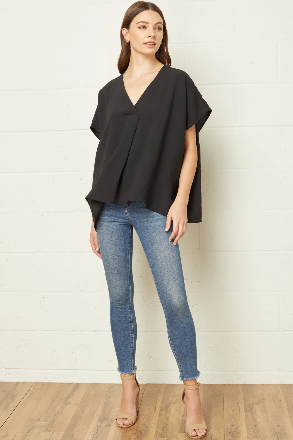 Textured Placket Tunic, Black