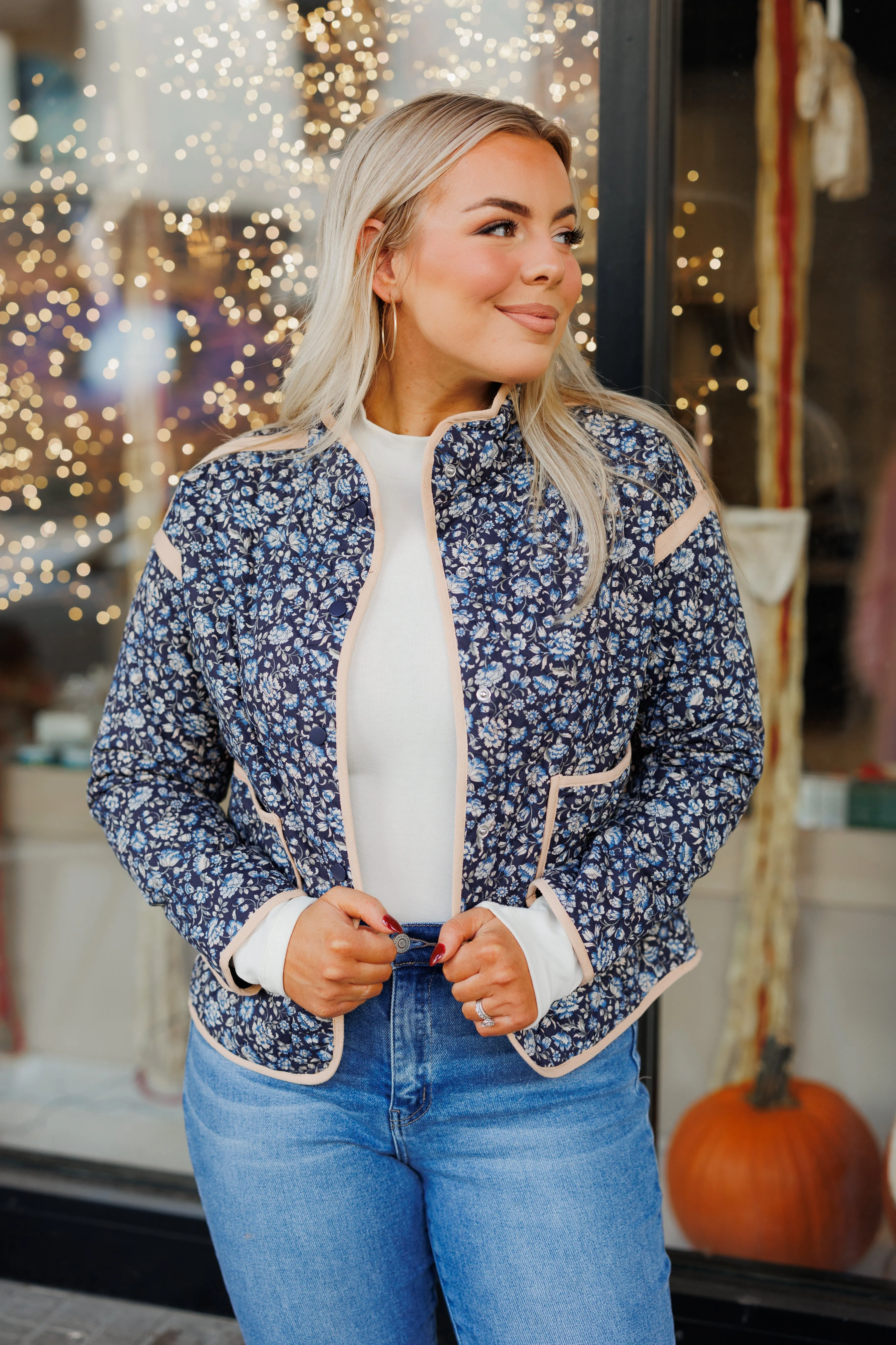 The Georgia Quilted Jacket in Blue