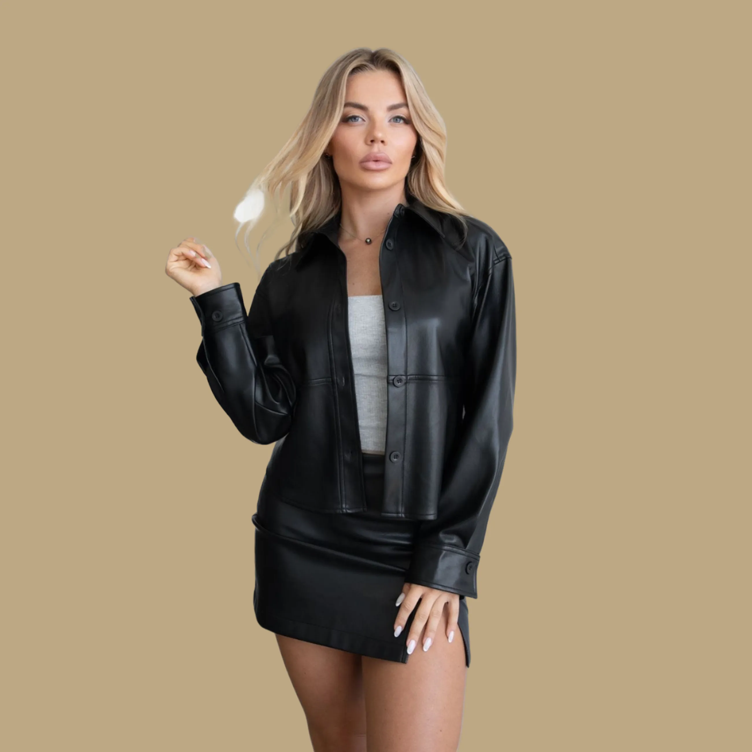 TIC TOC - "Hayleigh" - Leather Cropped Jacket