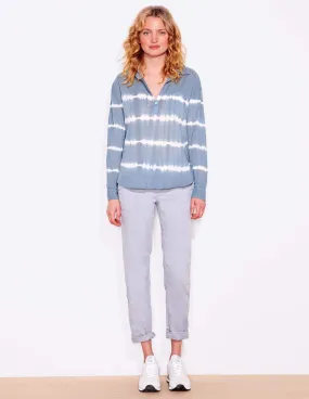 Tiedye Stripes Henley, Slate Blue