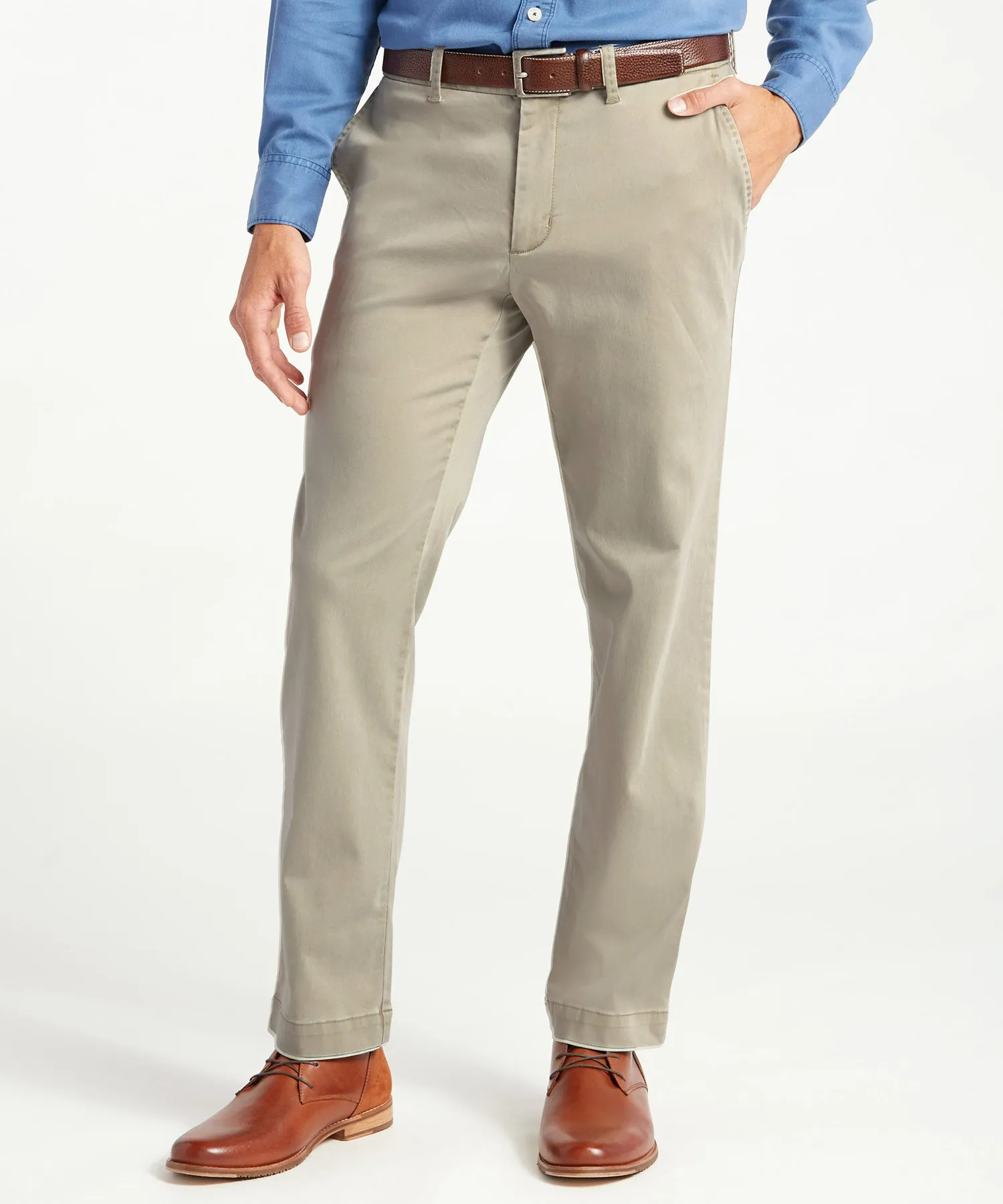 Tommy Bahama Stretch Flat-Front Sateen Chino Pants