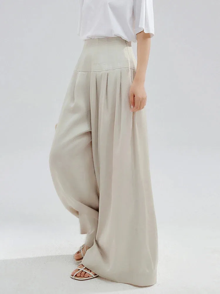 Tunic Minimalist Trousers For Women High Waist Loose Casual Wide Leg Pants Female Fashion Style Clothing