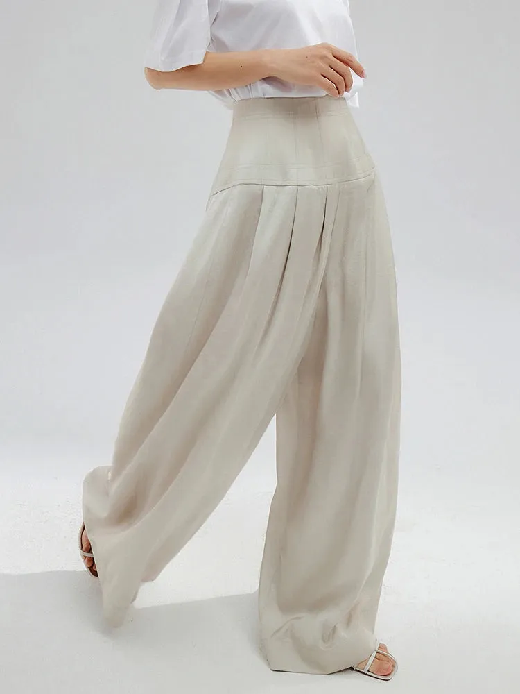 Tunic Minimalist Trousers For Women High Waist Loose Casual Wide Leg Pants Female Fashion Style Clothing