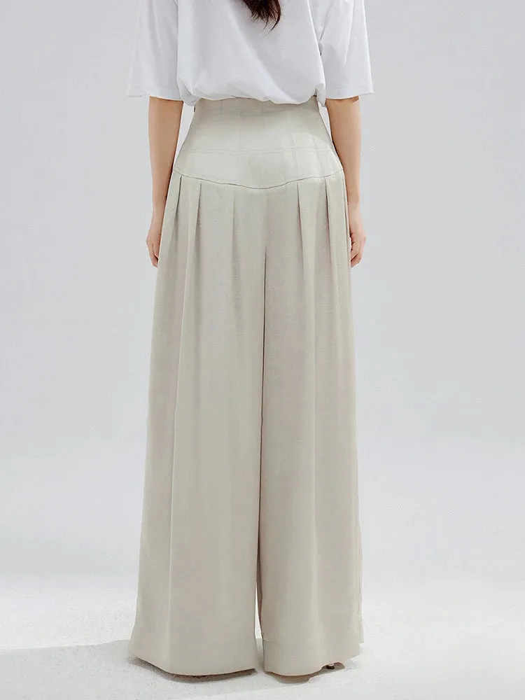 Tunic Minimalist Trousers For Women High Waist Loose Casual Wide Leg Pants Female Fashion Style Clothing