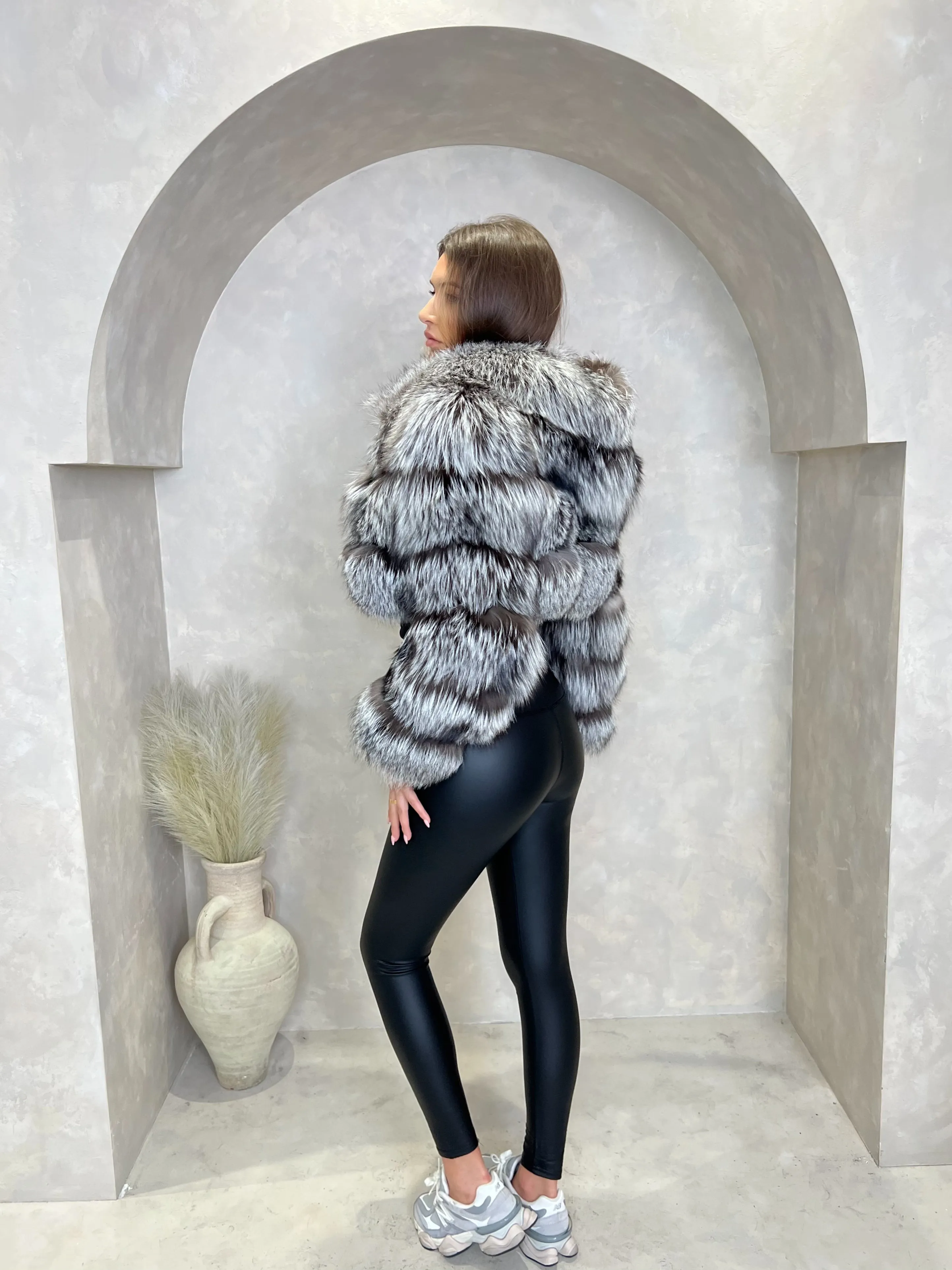 Two Tone Luxury Fur Hooded Jacket