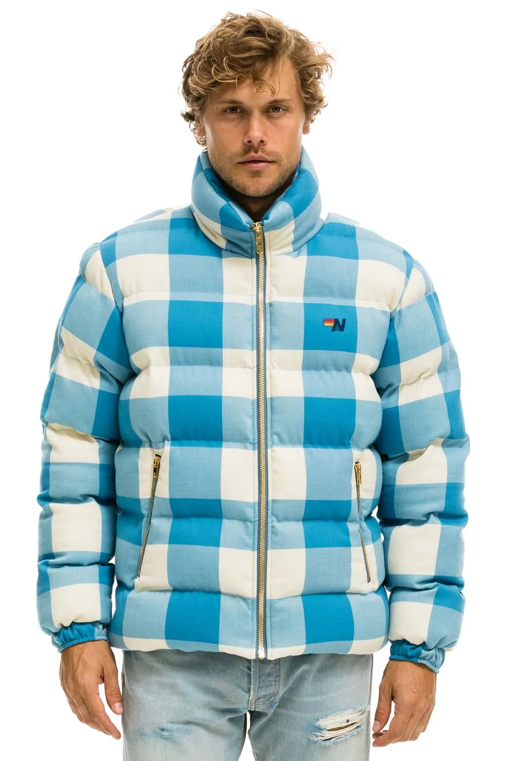 UNISEX PLAID TRAVELER JACKET - SKY PLAID