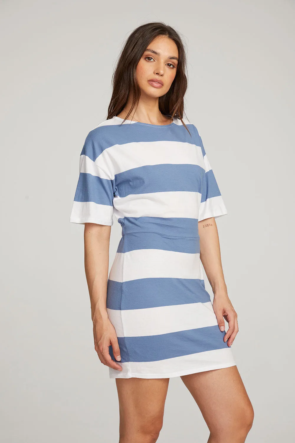 Villa Vintage Blue Stripe Mini Dress