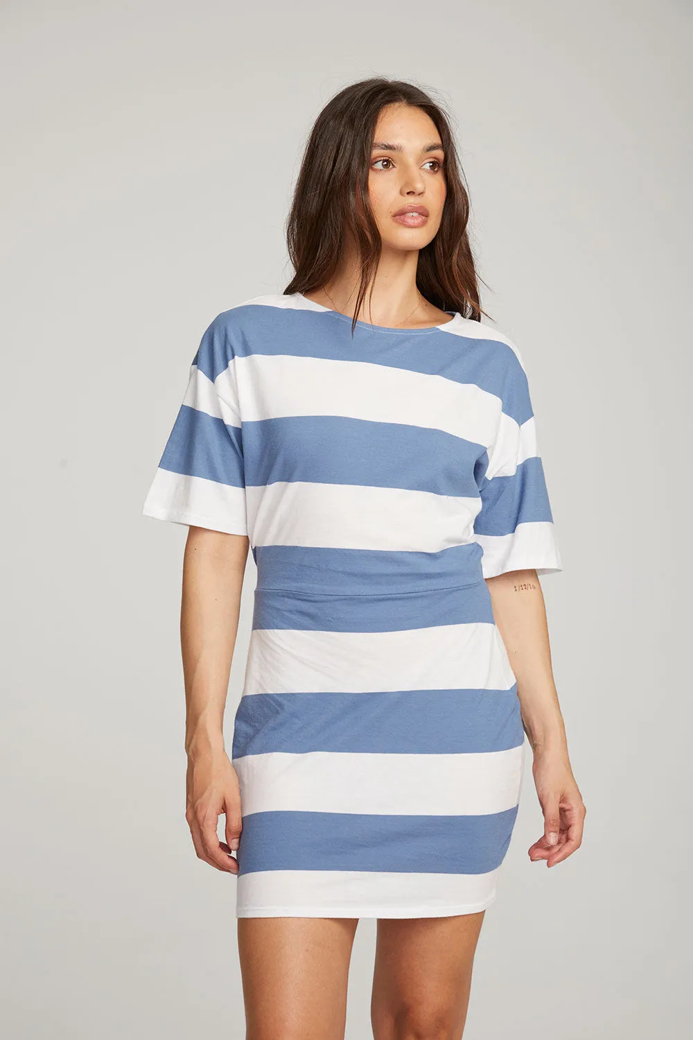 Villa Vintage Blue Stripe Mini Dress