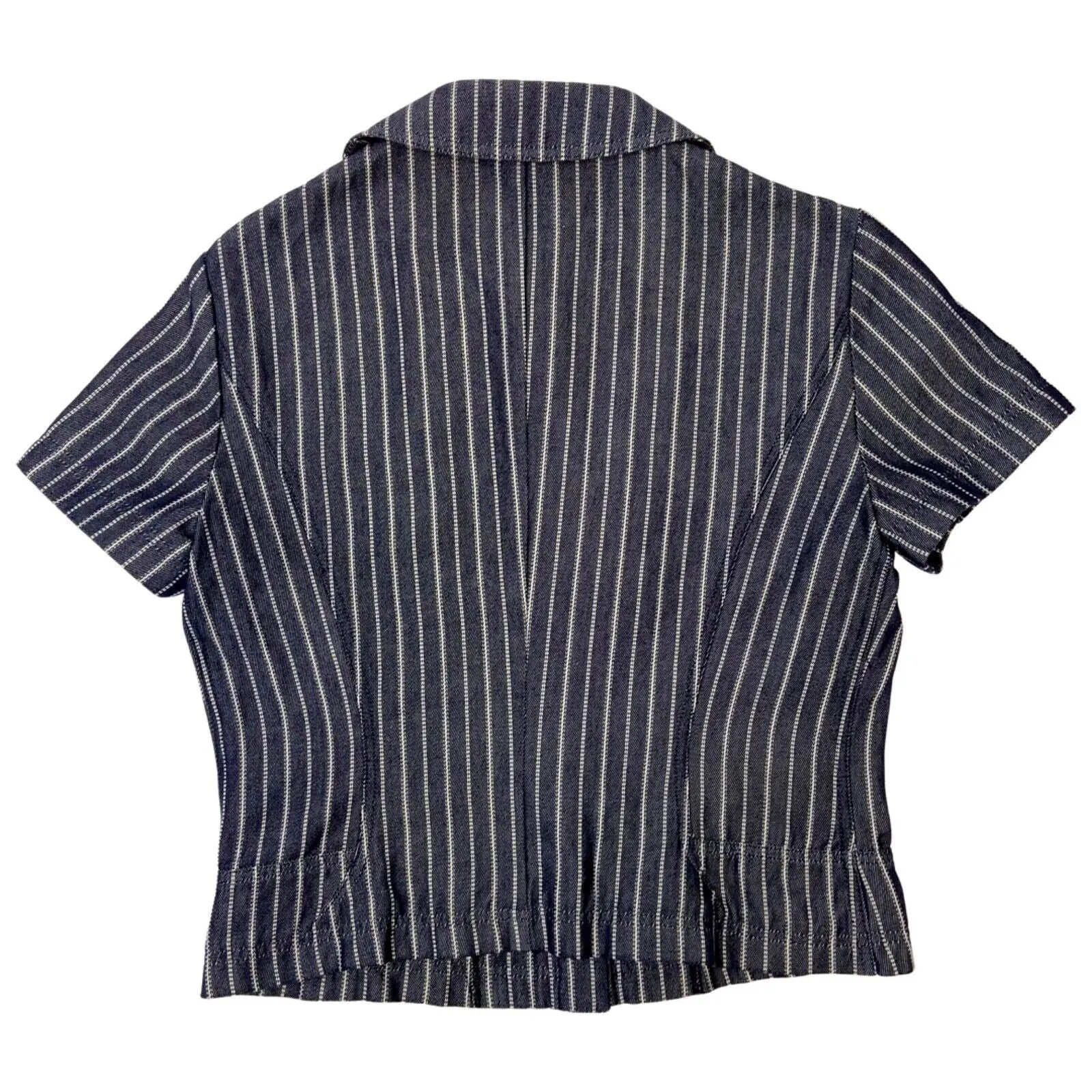 Vintage 90s Navy Blue C’est Comme Ça Cropped Striped Jacket 8 10 S