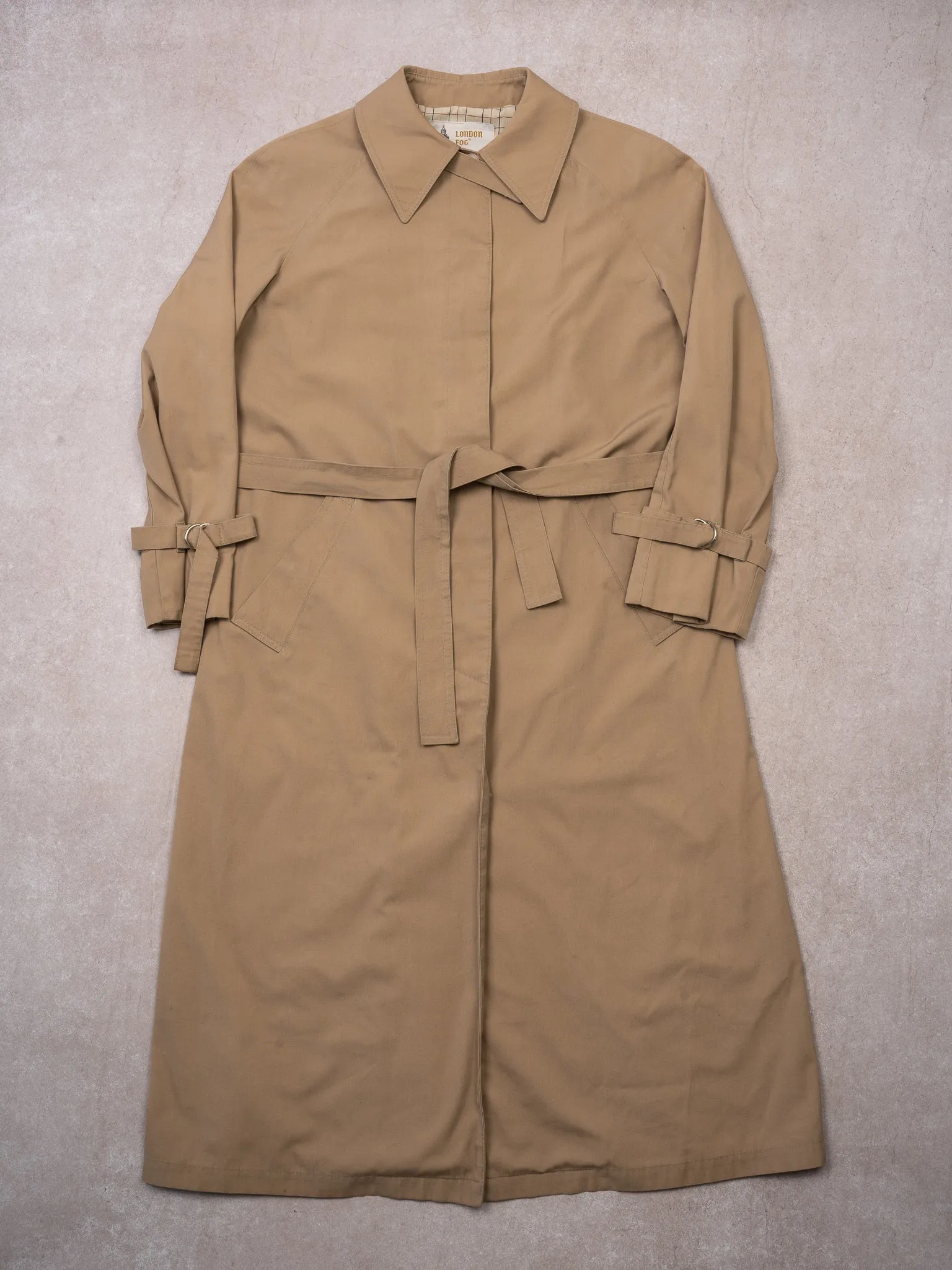 Vintage Beige London Fog Light Insulated Trench Coat (S)