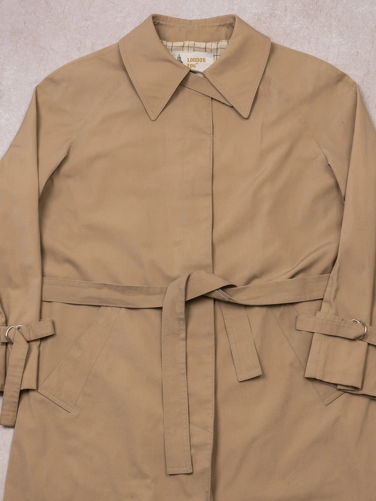 Vintage Beige London Fog Light Insulated Trench Coat (S)