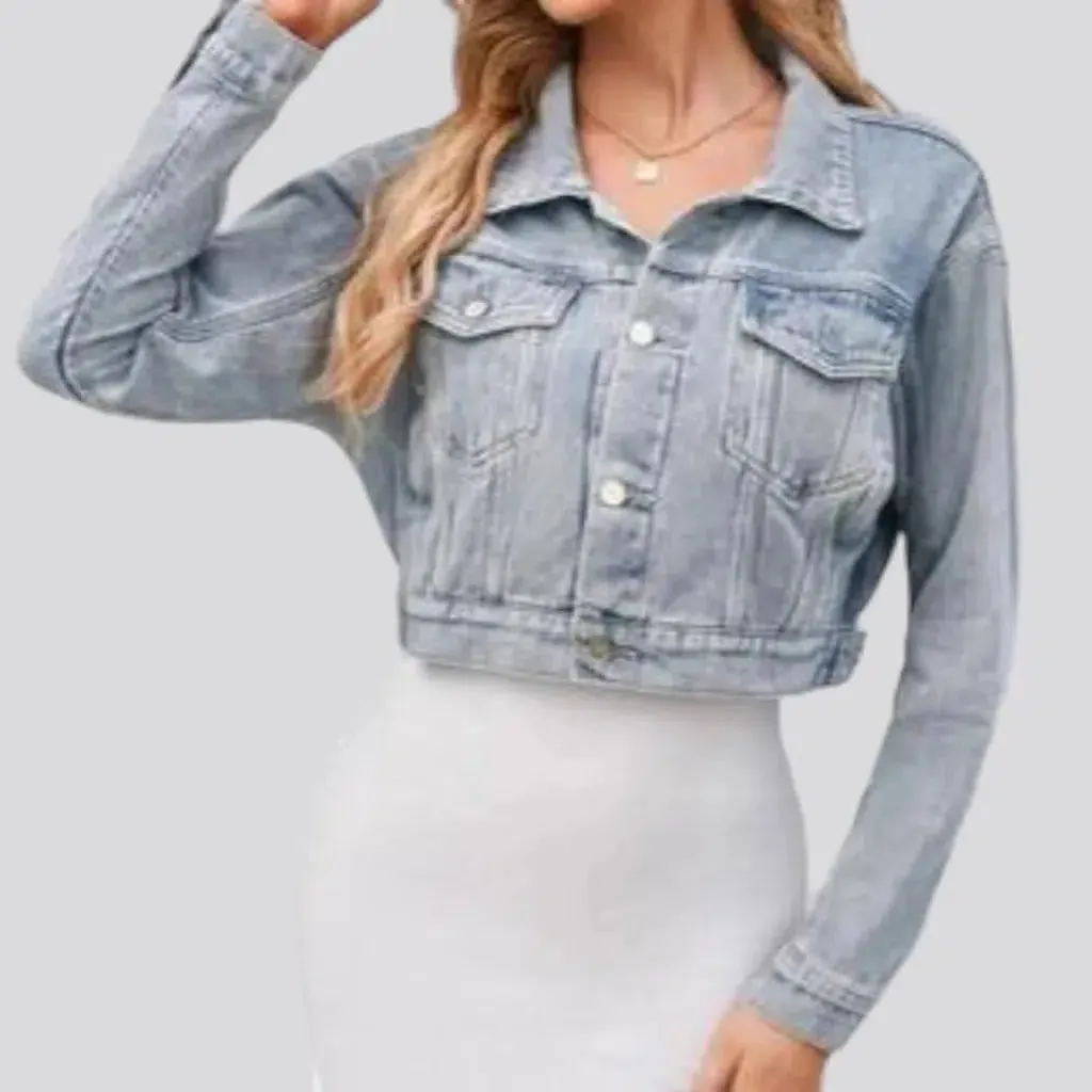 Vintage light-wash jean jacket for women