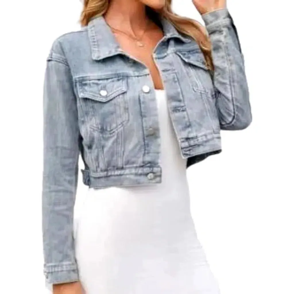 Vintage light-wash jean jacket for women