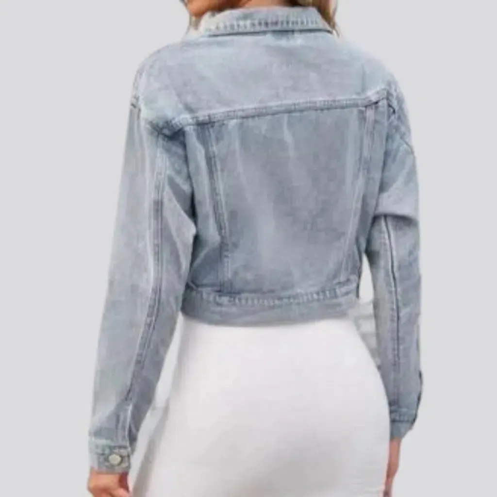 Vintage light-wash jean jacket for women