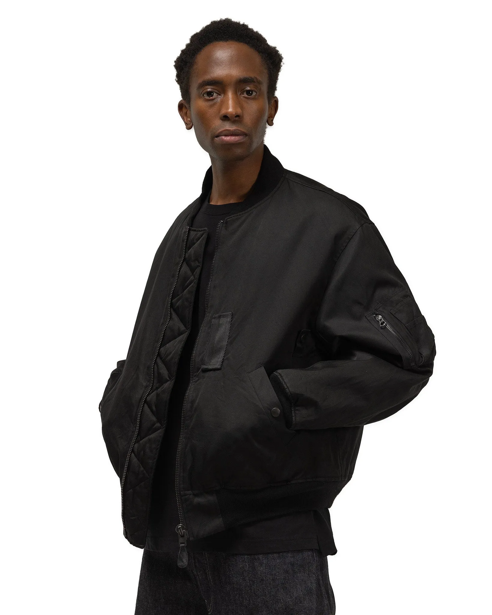 Vintage Silk Flight Jacket Black