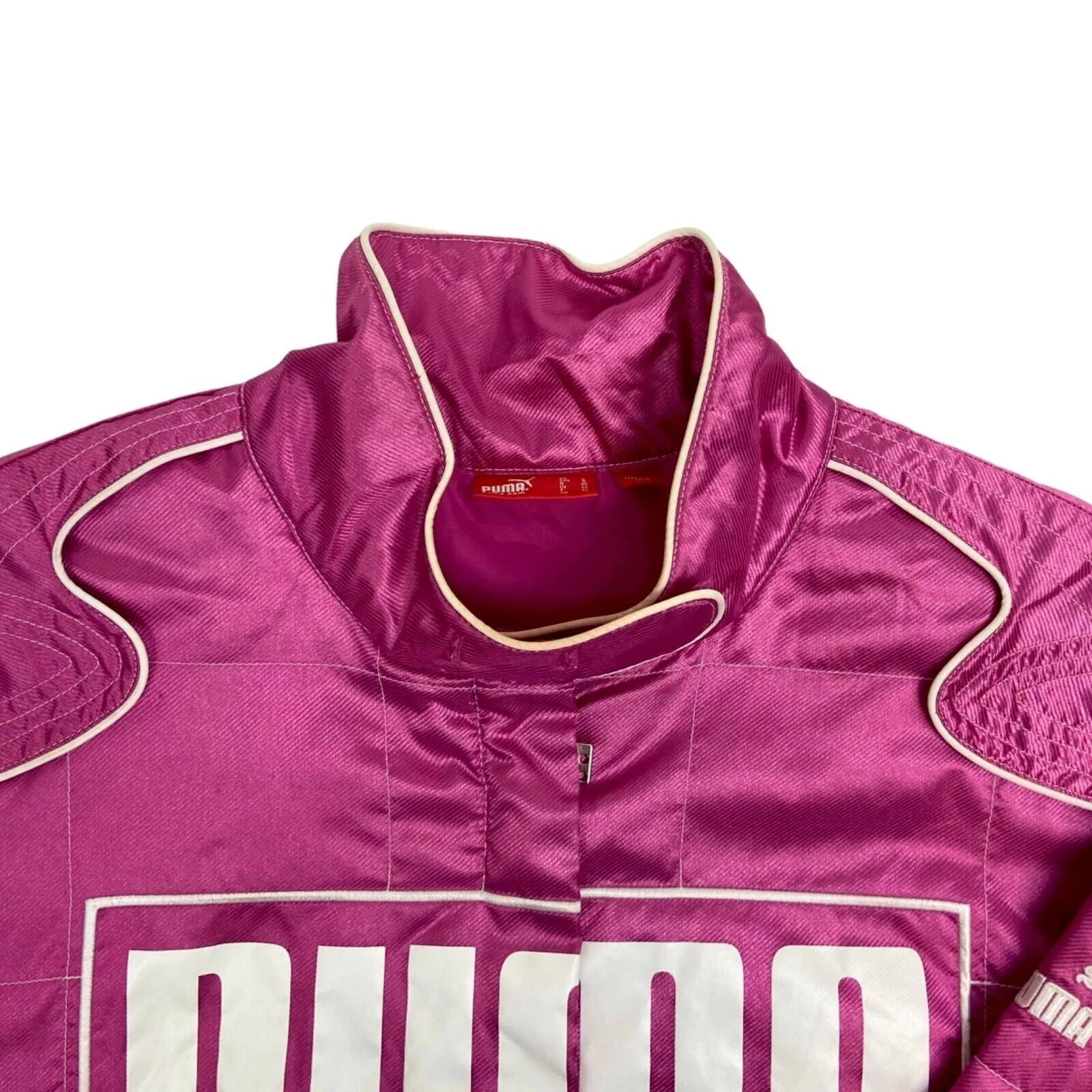 Vintage Y2K Pink Puma Motorsports Embroidered Jacket 12 14 M