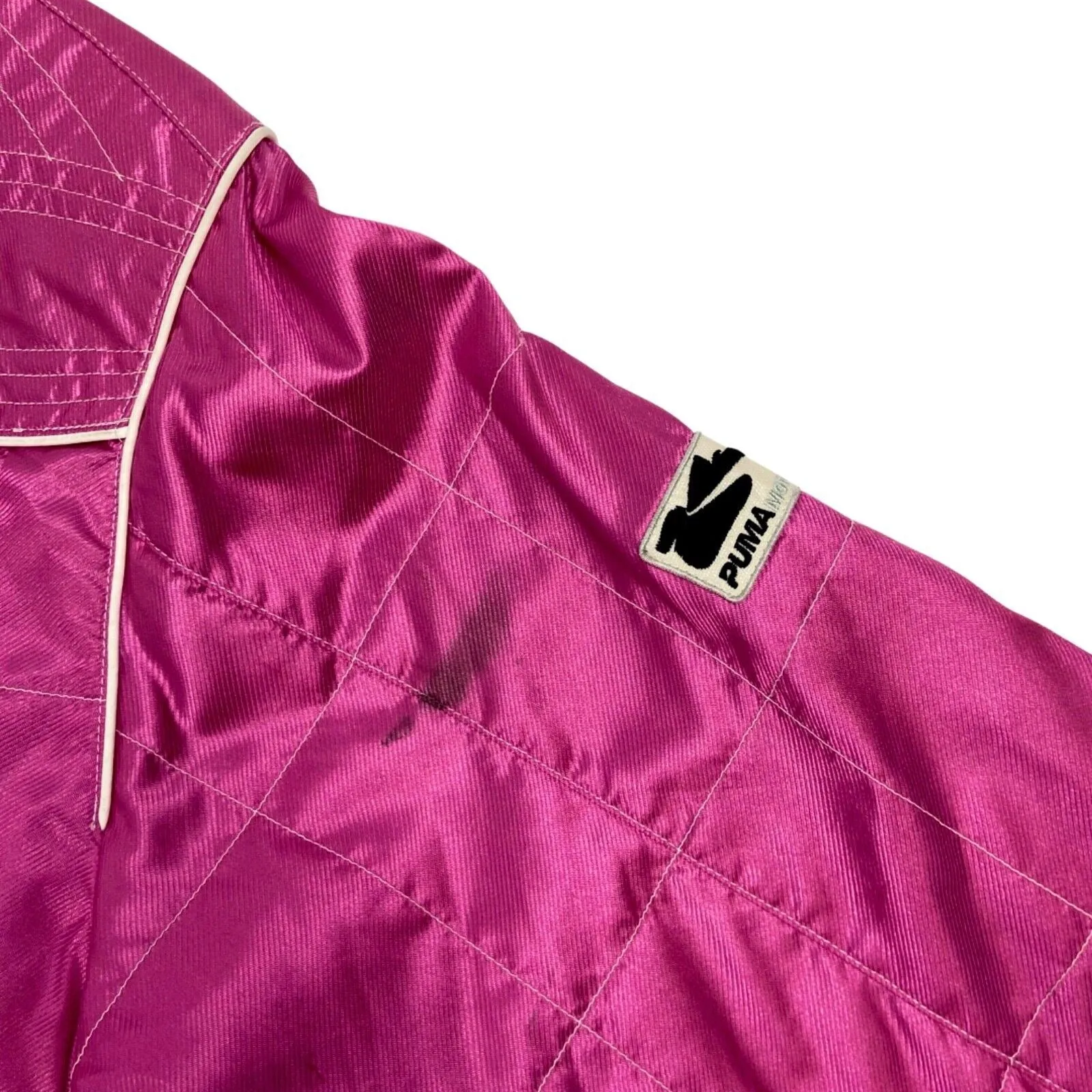 Vintage Y2K Pink Puma Motorsports Embroidered Jacket 12 14 M