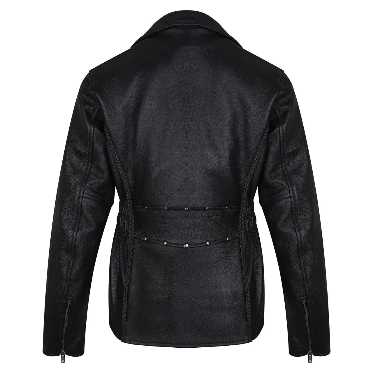 VL615S Vance Leather Ladies Cowhide Braid and Stud Motorcycle Leather Jacket