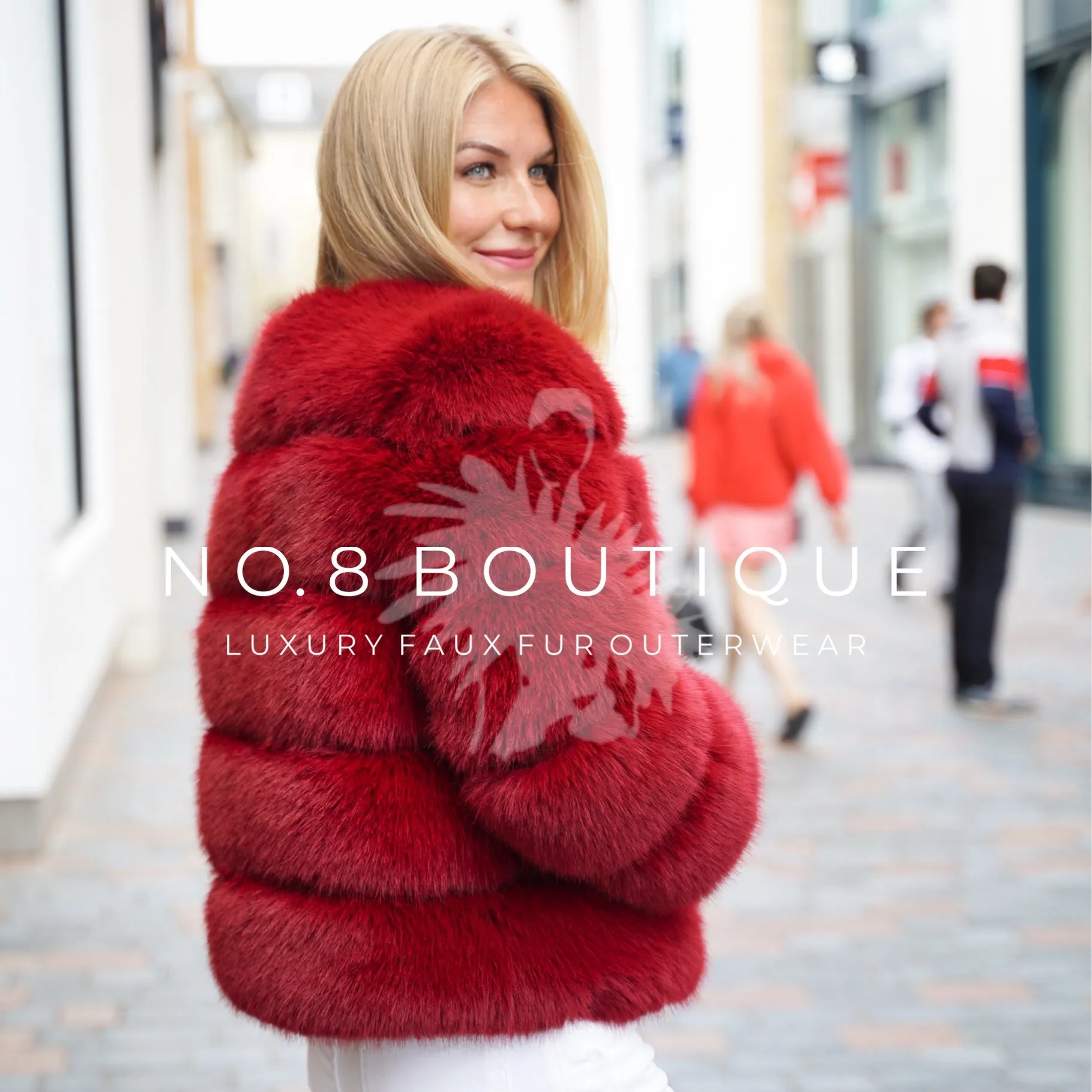 Wine Red Faux Fur Classic 5 Row Jacket