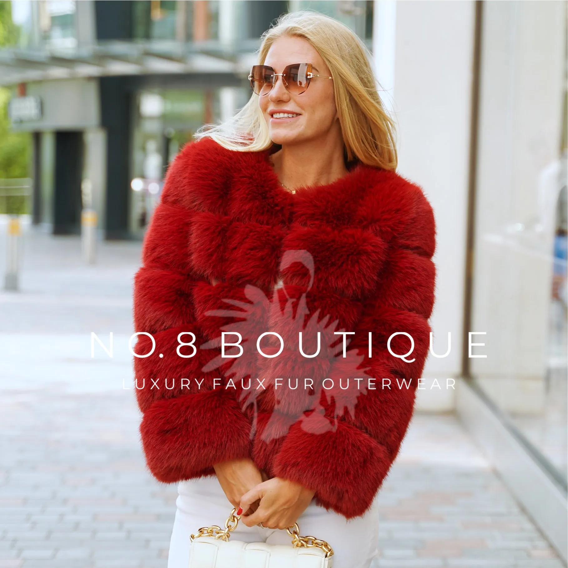 Wine Red Faux Fur Classic 5 Row Jacket