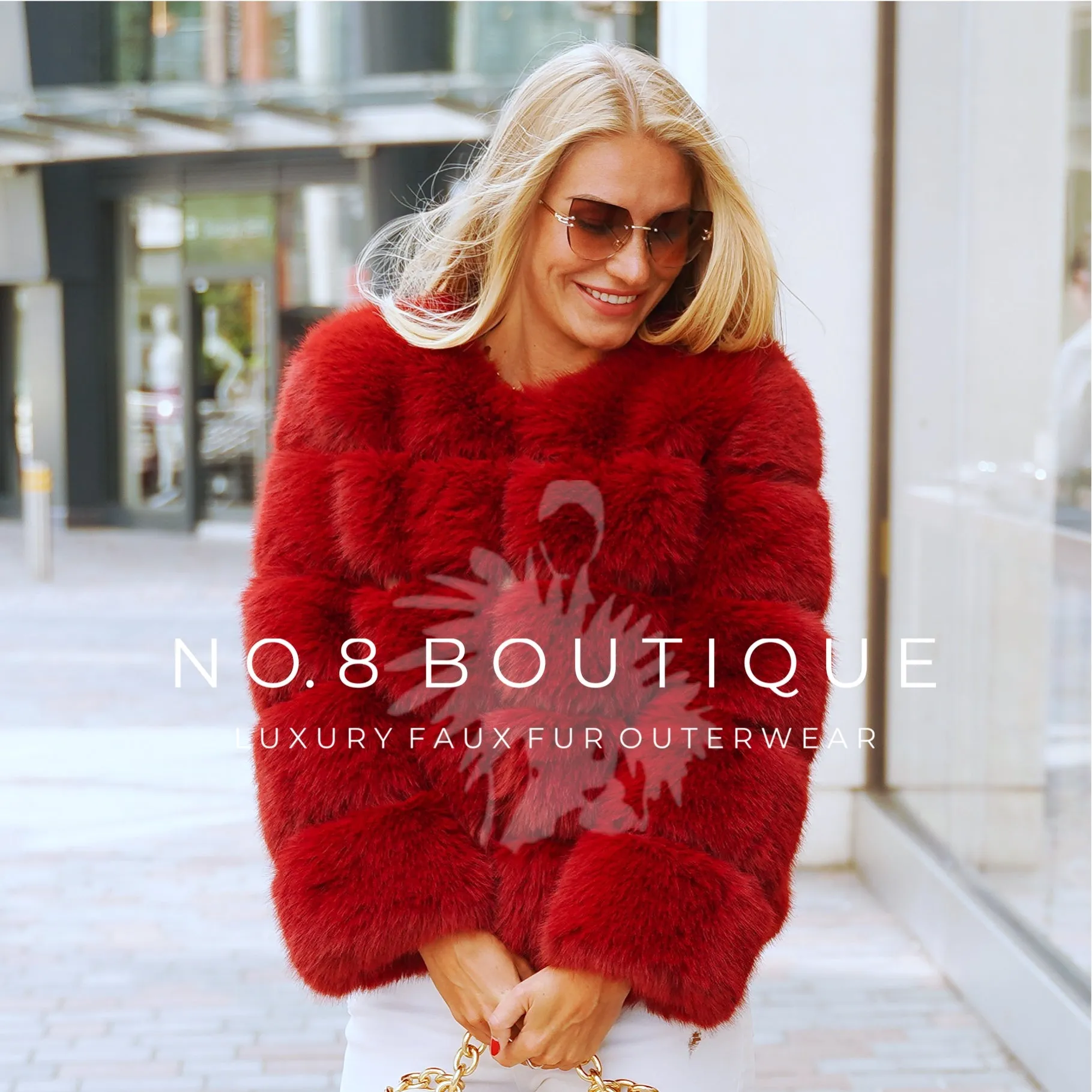 Wine Red Faux Fur Classic 5 Row Jacket