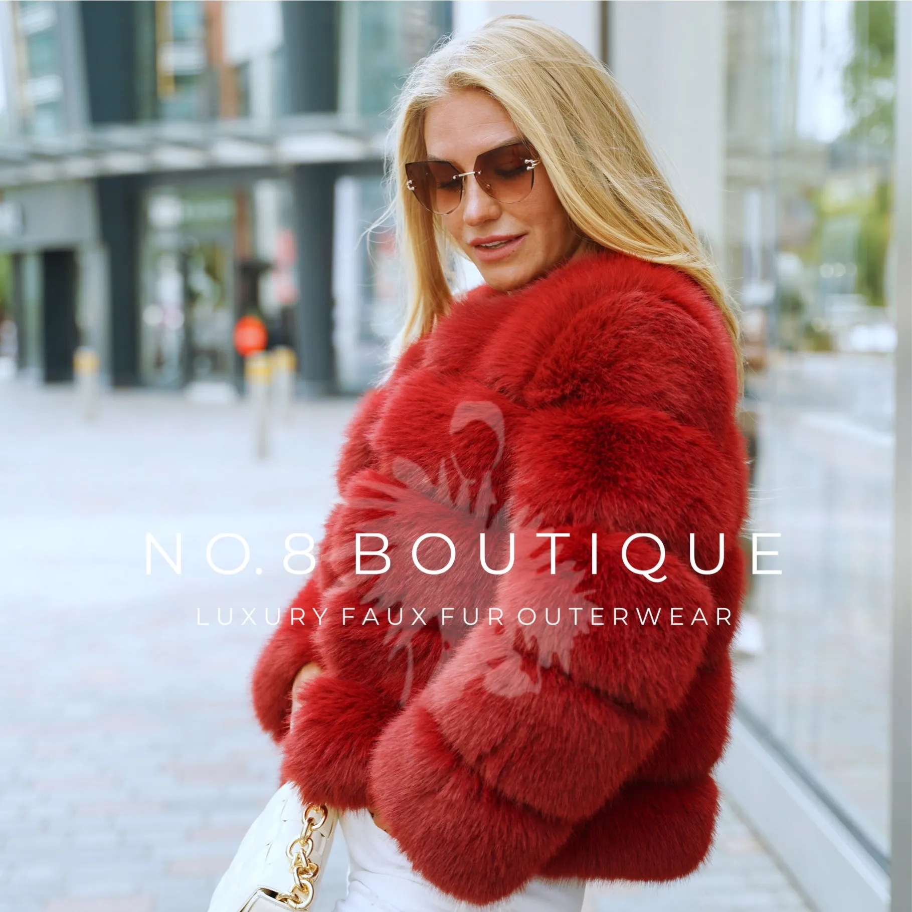 Wine Red Faux Fur Classic 5 Row Jacket