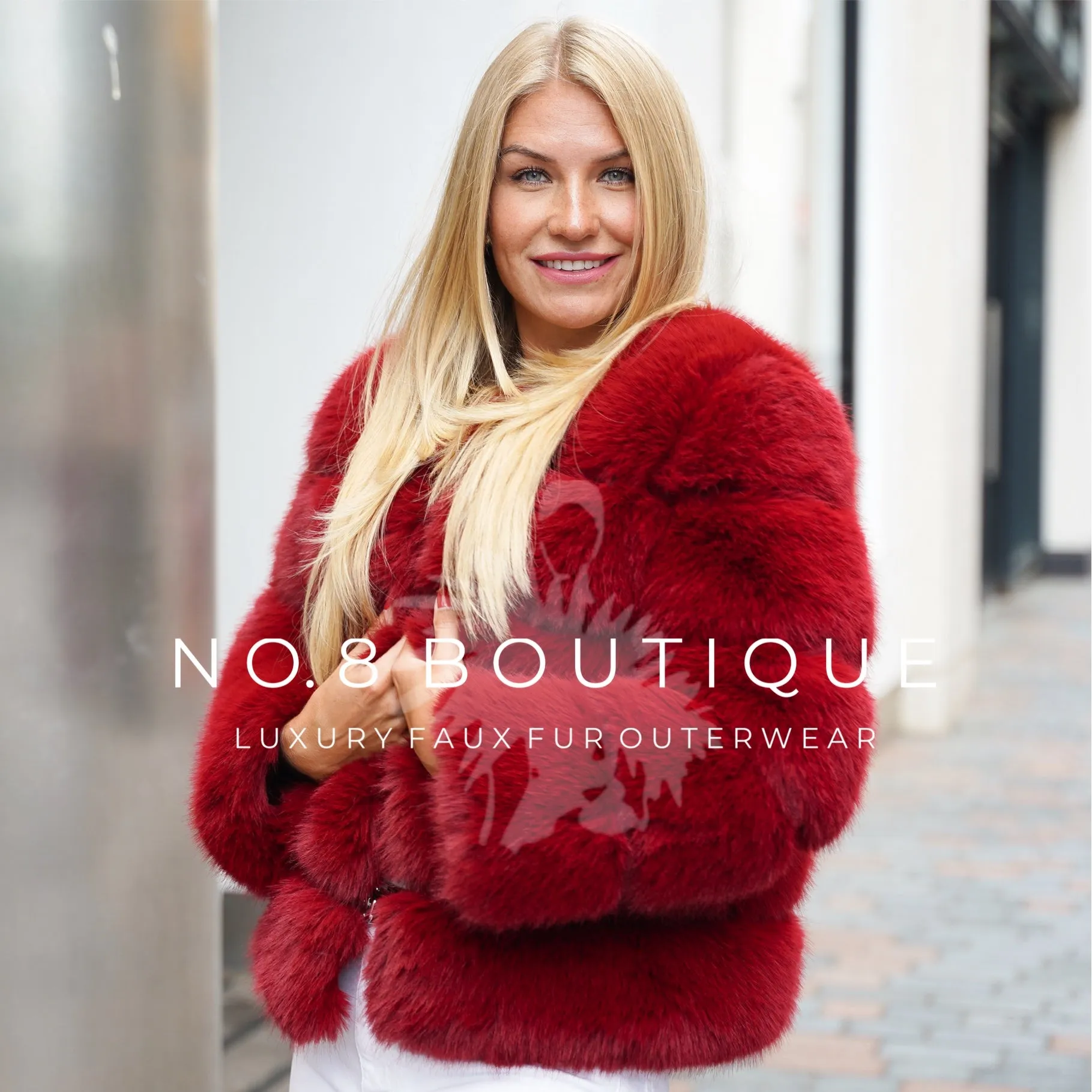 Wine Red Faux Fur Classic 5 Row Jacket