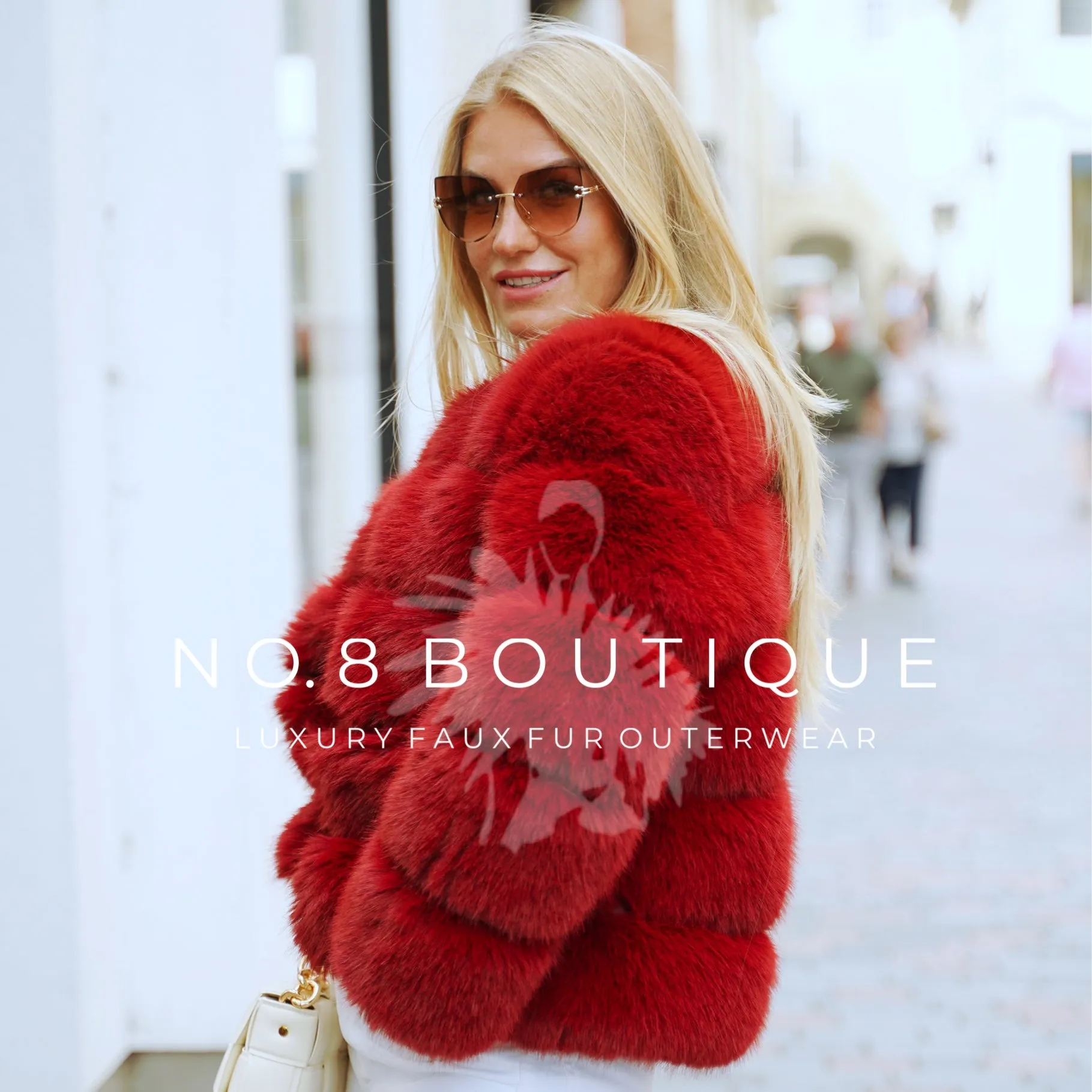 Wine Red Faux Fur Classic 5 Row Jacket